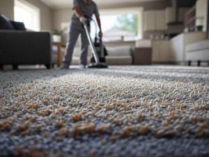 Vacuuming a clean beige carpet in a modern Adelaide home